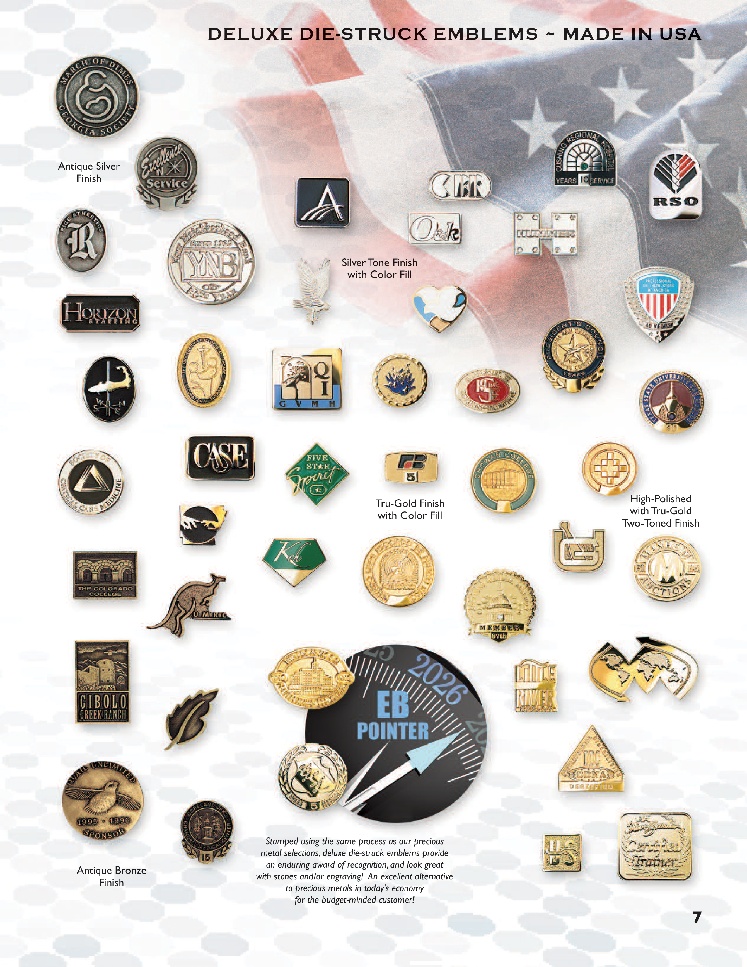picture of die struck emblems from Elliot Barry